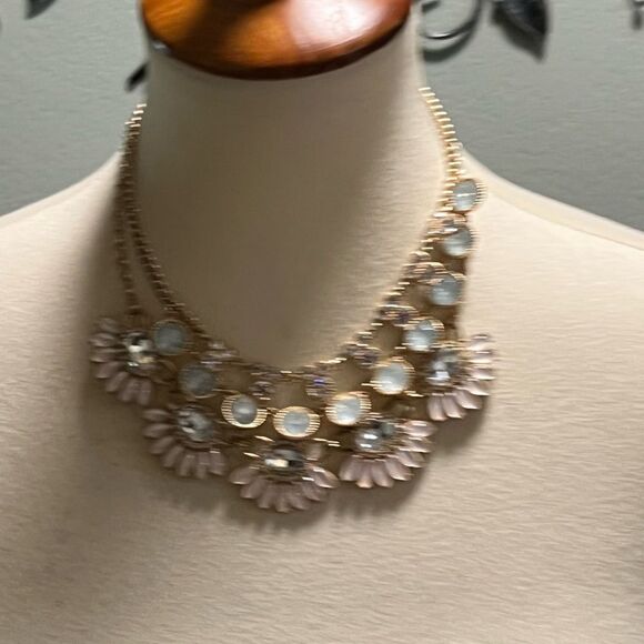 Elegant Gold and White Floral Necklace #PDNK2 - Picture 2 of 9